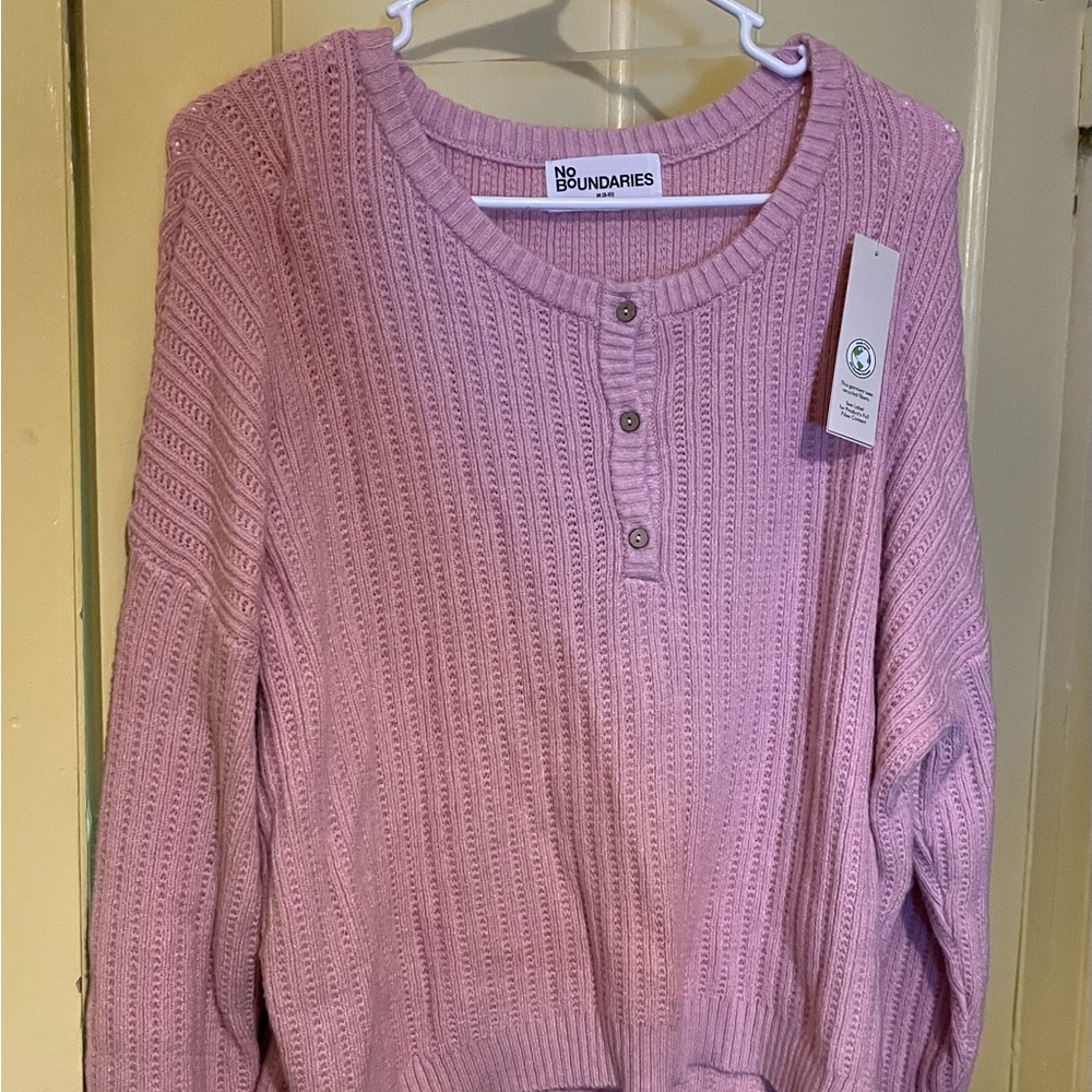 No Boundaries Light Pink Knit Sweater top